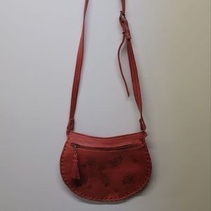 red handmade leather bag